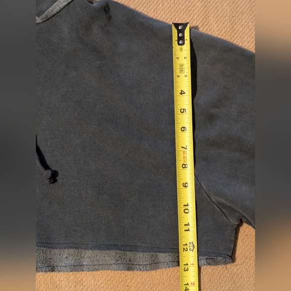 Zara Dark Grey Cropped Pullover Hoodie Sweatshirt - Picture 7 of 11